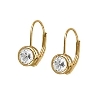 5MM Hoop Earrings with Cubic Zirconia in 10kt Yellow Gold