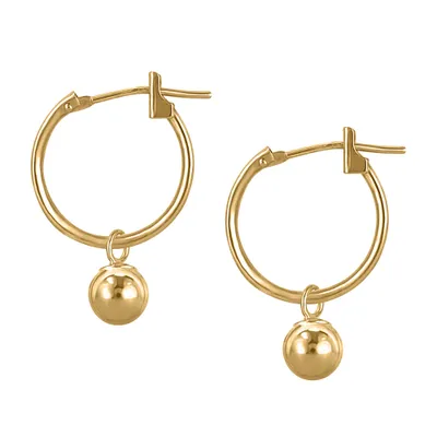 14MM Hoop Earrings 14kt Yellow Gold