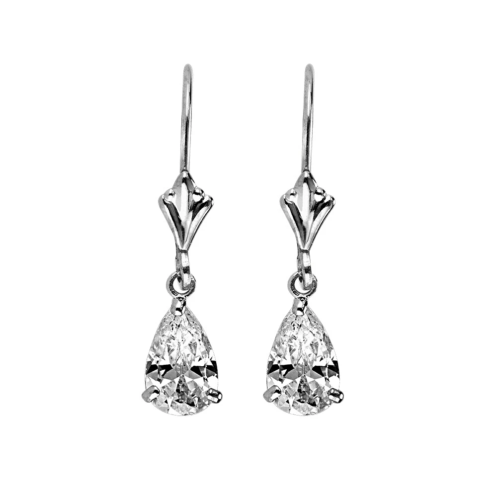 Drop Earrings with Cubic Zirconia in 10kt Gold