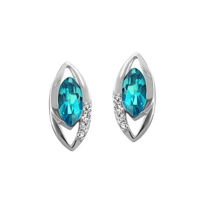 Earrings with Blue and White Topaz in Sterling Silver