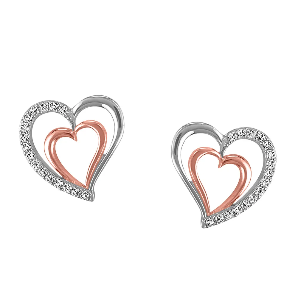 Heart Earrings with Cubic Zirconia Sterling Silver