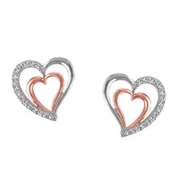 Heart Earrings with Cubic Zirconia Sterling Silver