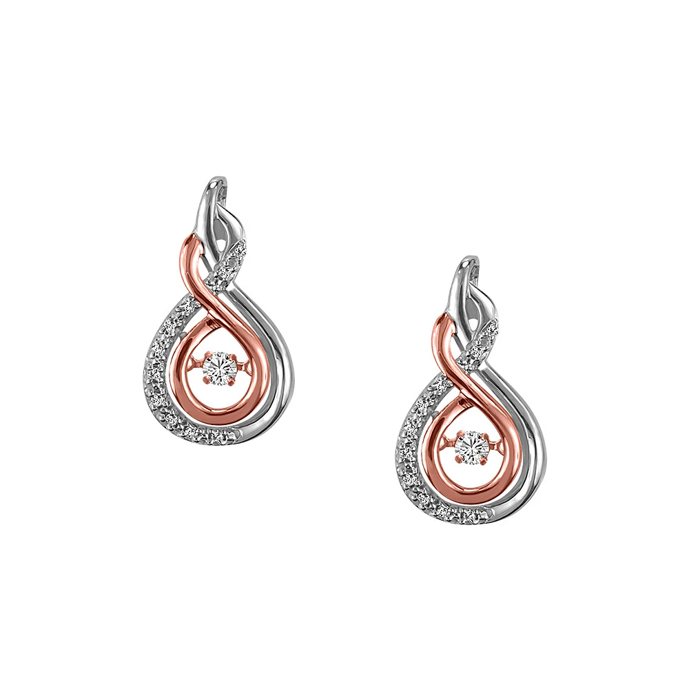 Luminance Earrings with .16 Carat TW of Diamonds in Sterling Silver and 10kt Rose Gold