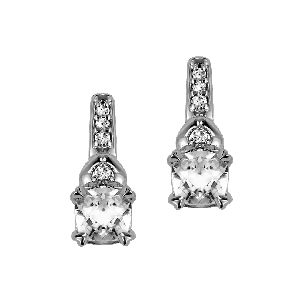 Earrings with .03 Carat TW of Diamonds and Topaz in Sterling Silver