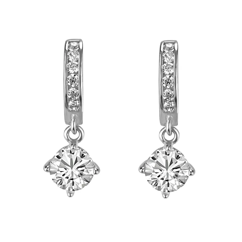 Hoop Earrings with Cubic Zirconia in Sterling Silver