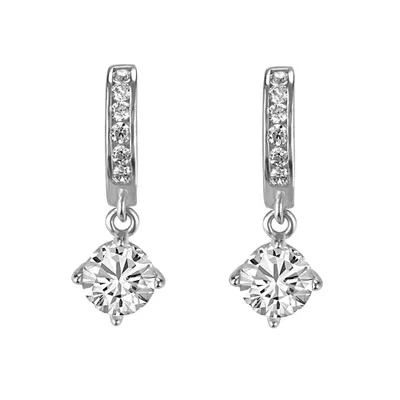 Hoop Earrings with Cubic Zirconia in Sterling Silver