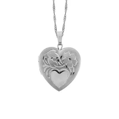 Heart Locket in Sterling Silver with Chain