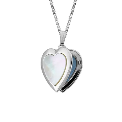 Heart Locket with Mother of Pearl Sterling Silver Chain