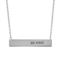 18″ Stainless Steel Be Kind Bar Necklace