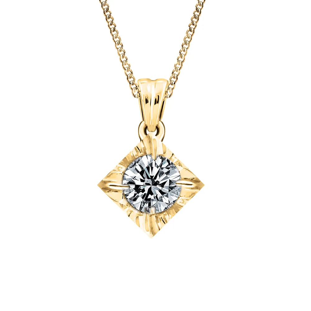 Canadian Diamond Pendant with .50 Carat Diamond in 14kt Yellow Gold with Chain