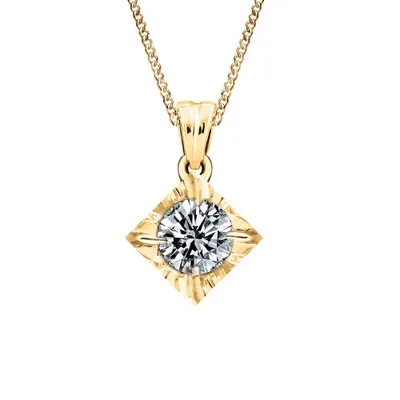 Canadian Diamond Pendant with .50 Carat Diamond in 14kt Yellow Gold with Chain