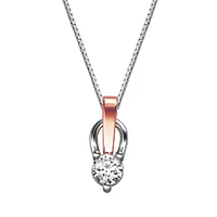 Canadian Diamond Pendant with .20 Carat 14KT White and Rose Gold Chain