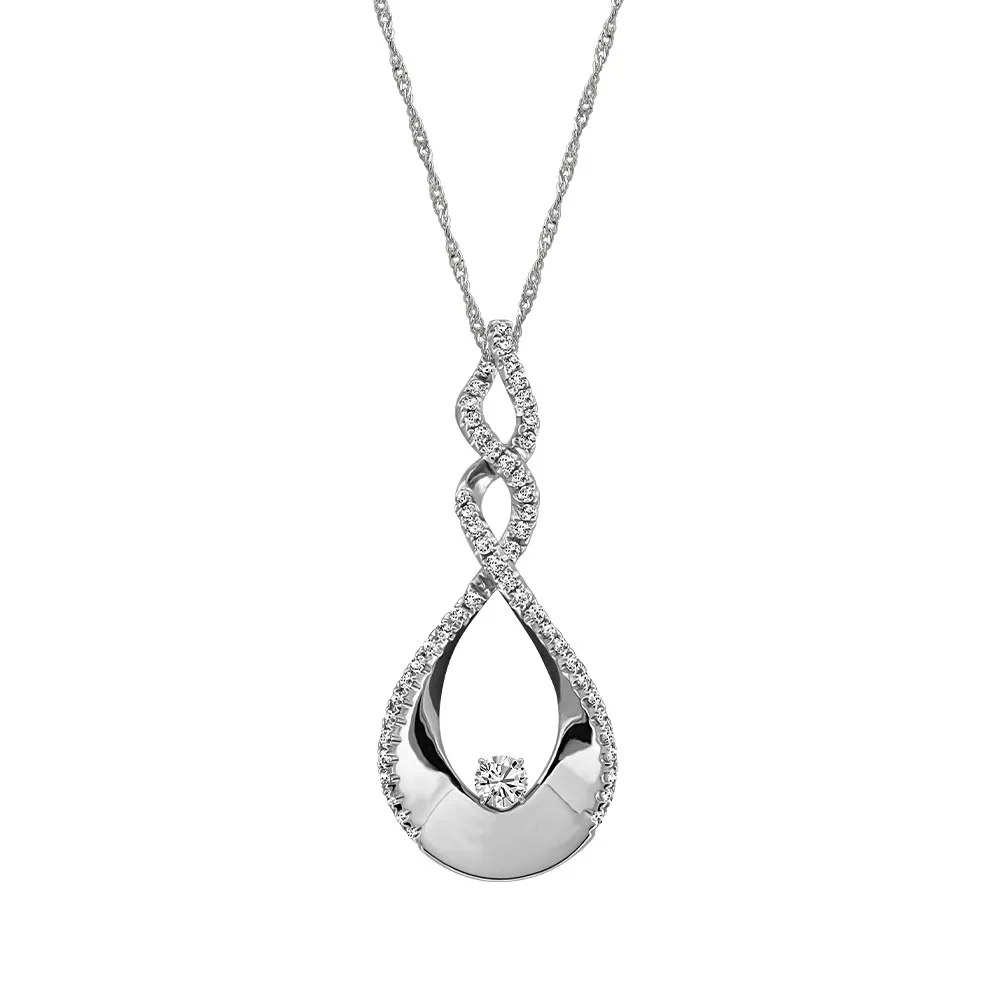 Canadian Diamond Pendant with .58 Carat TW of Diamonds 14kt White Gold 10kt Chain