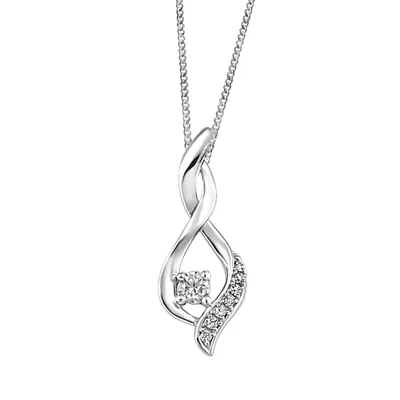 Fire of the North Canadian Diamond Pendant with .11 Carat TW of Diamonds in 10kt White Gold with Chain