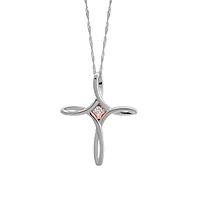 Fire of the North Luminance Canadian Diamond Cross Pendant with .06 Carat Diamond in 10kt White and Rose Gold with Chain