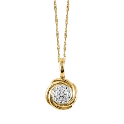 Cluster Pendant with .05 Carat TW of Diamonds 10kt Yellow Gold Chain