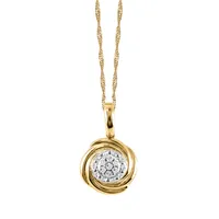 Cluster Pendant with .05 Carat TW of Diamonds in 10kt Yellow Gold with Chain