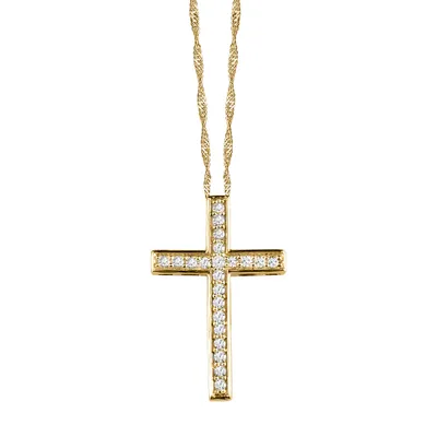 Cross Pendant with Carat TW of Diamonds 10kt Gold Chain