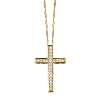 Cross Pendant with Carat TW of Diamonds 10kt Gold Chain