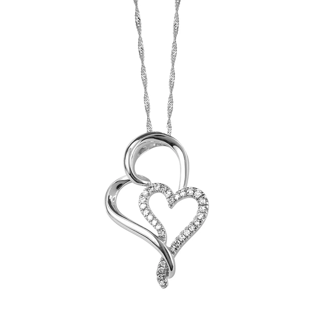 Heart Pendant with .11 Carat TW of Diamonds in 10kt White Gold with Chain