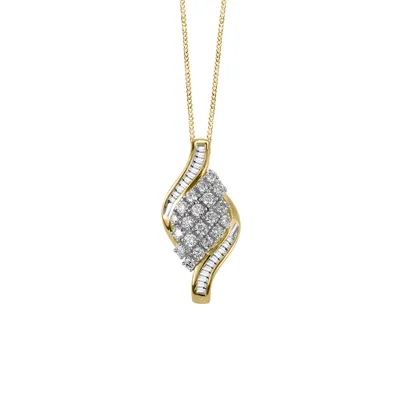 10KT Yellow Gold Diamond Pendant with Chain