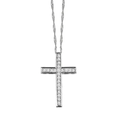 Cross Pendant with Carat TW of Diamonds in 10kt Gold with Chain