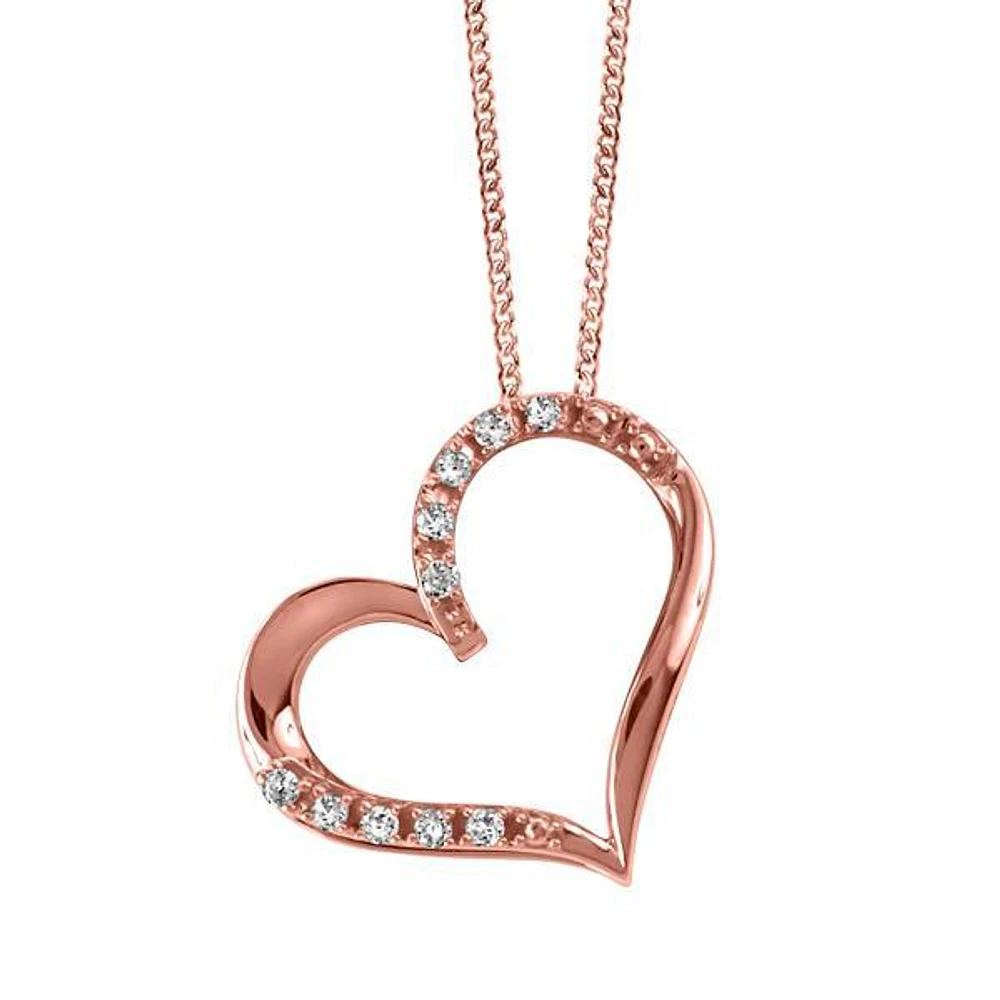 Heart Pendant with .07 Carat TW of Diamonds in 10kt Rose Gold with Chain