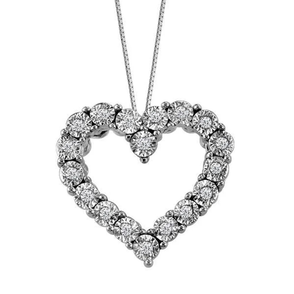 14kt White Gold, Diamond Heart Pendant with Chain