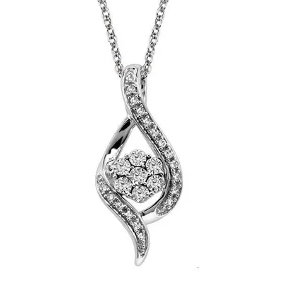 Pendant with .10 Carat TW of Diamonds in 10kt White Gold with Chain