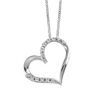 Heart Pendant with .07 Carat TW of Diamonds 10kt White Gold Chain