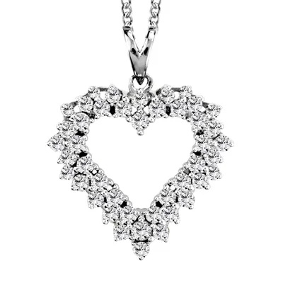 Heart Pendant with Carat TW of Diamonds in 10kt White Gold with Chain