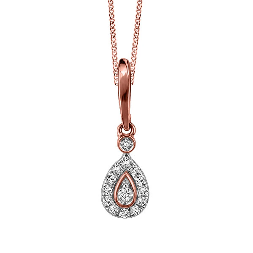 Pendant with .25 Carat TW of Diamonds in 10kt Rose Gold with Chain