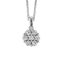 Cluster Pendant with Carat TW of Diamonds 10kt White Gold Chain