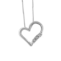 Heart Pendant with .01 Carat Diamond in Sterling Silver with Chain