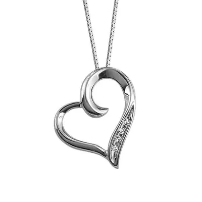 Heart Pendant with .02 Carat TW of Diamonds Sterling Silver Chain