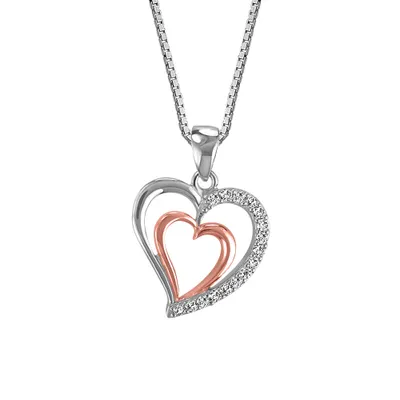 Heart Pendant with Cubic Zirconia Sterling Silver Chain