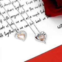 Heart Pendant with Diamond Sterling Silver Chain