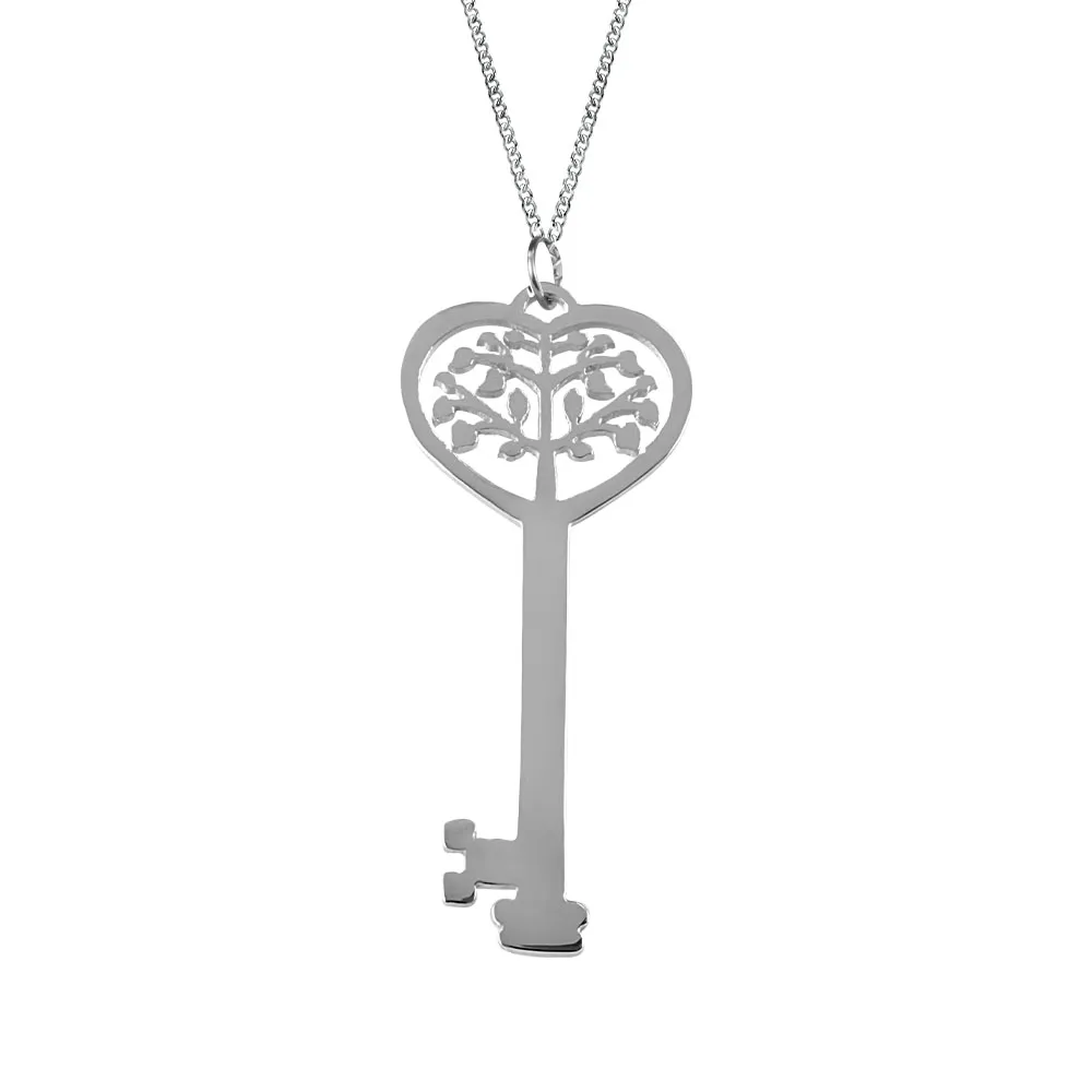 Key Pendant in Stainless Steel with Chain