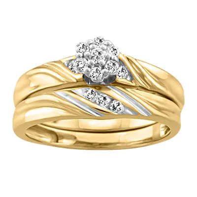 Bridal Set with .25 Carat TW of Diamonds in 10kt Yellow Gold