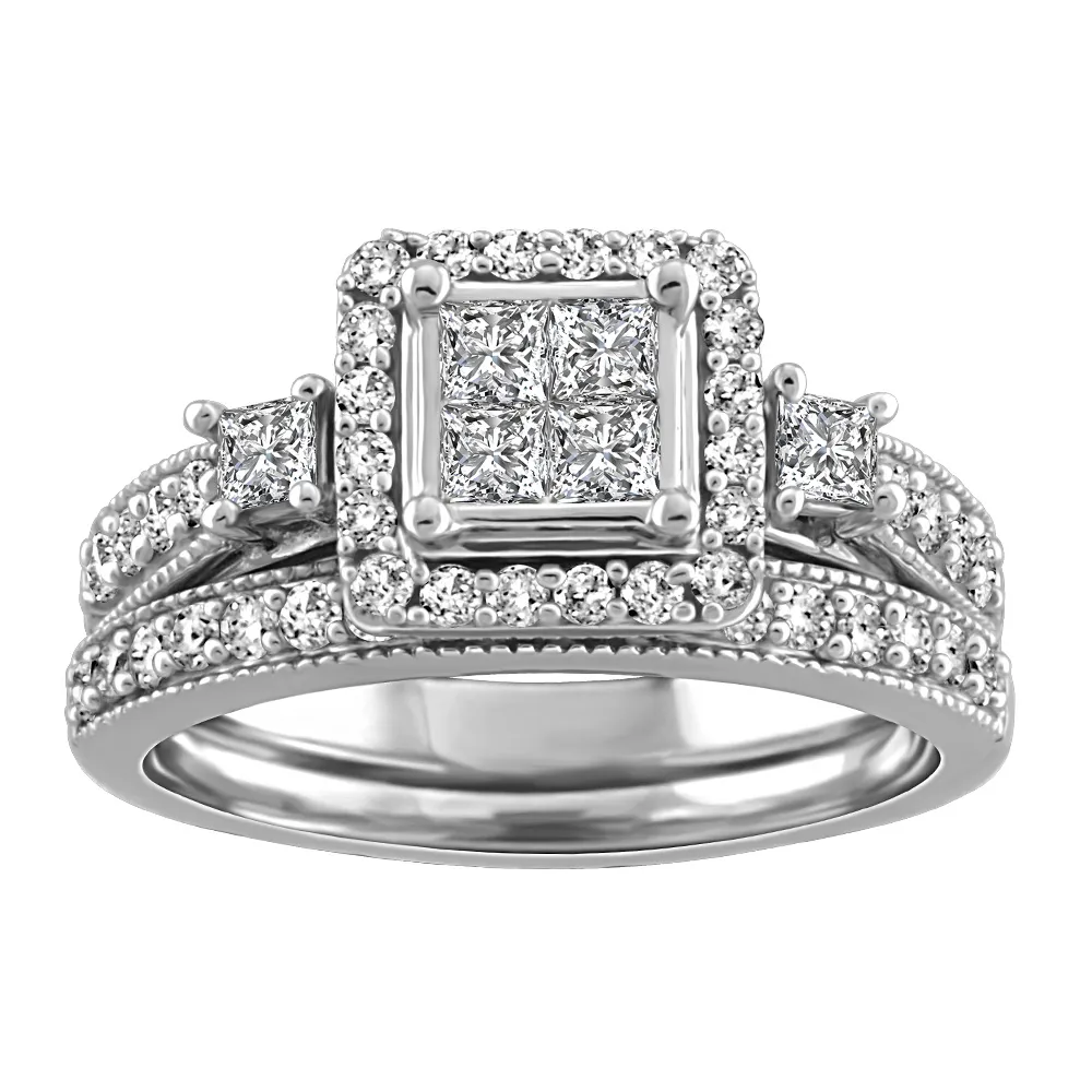 Bridal Set with Carat TW of Diamonds in 10kt White Gold