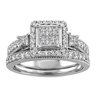 Bridal Set with Carat TW of Diamonds 10kt White Gold