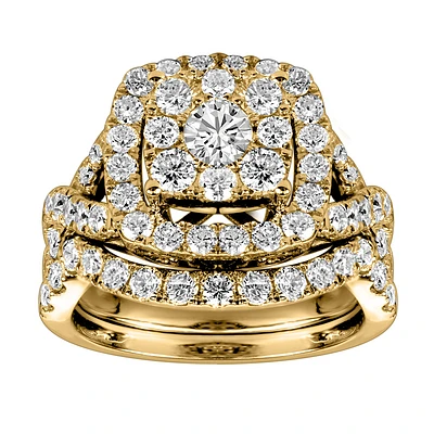 Halo Bridal Set with 1.00 Carat TW of Diamonds in 10kt Yellow Gold