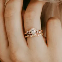 Pear Shape Bridal set with .50 Carat TW of Diamonds 14kt Rose Gold