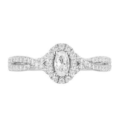 Enchanted Disney Ariel Engagement Ring with .63 Carat TW of Diamonds in 14kt White and Rose Gold