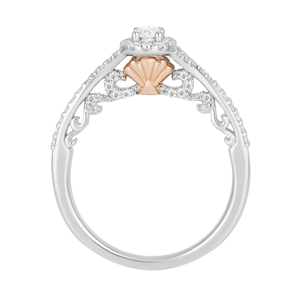 Enchanted Disney Ariel Engagement Ring with .63 Carat TW of Diamonds 14kt White and Rose Gold