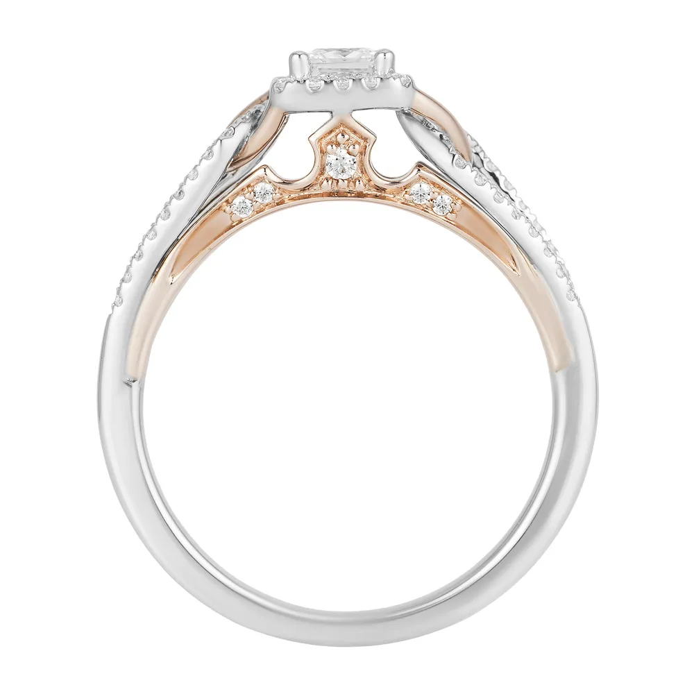 Enchanted Disney Aurora Engagement Ring with .50 Carat TW of Diamonds 14kt White and Rose Gold