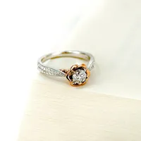 Enchanted Disney Belle Engagement Ring with .75 Carat TW of Diamonds in 14kt White and Rose Gold