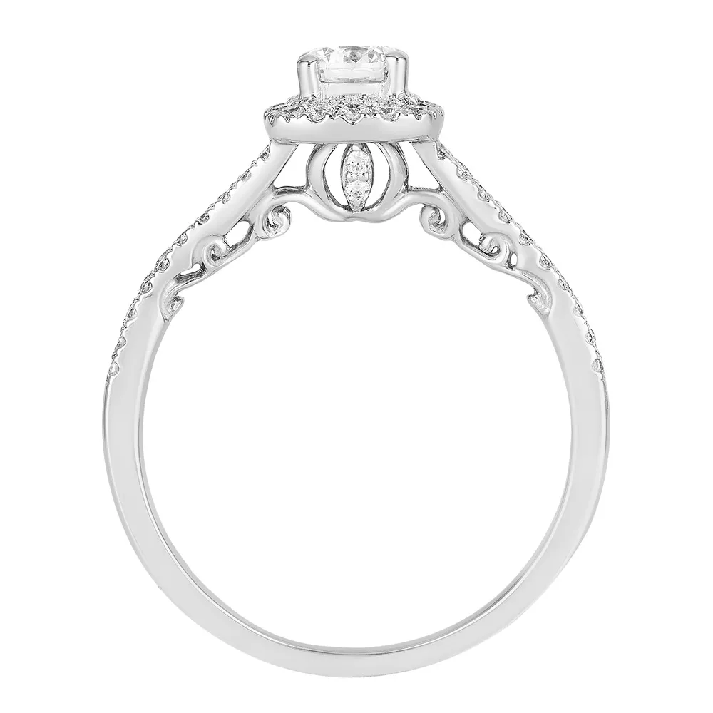 Enchanted Disney Cinderella Engagement Ring with .75 Carat TW of Diamonds 14kt White Gold