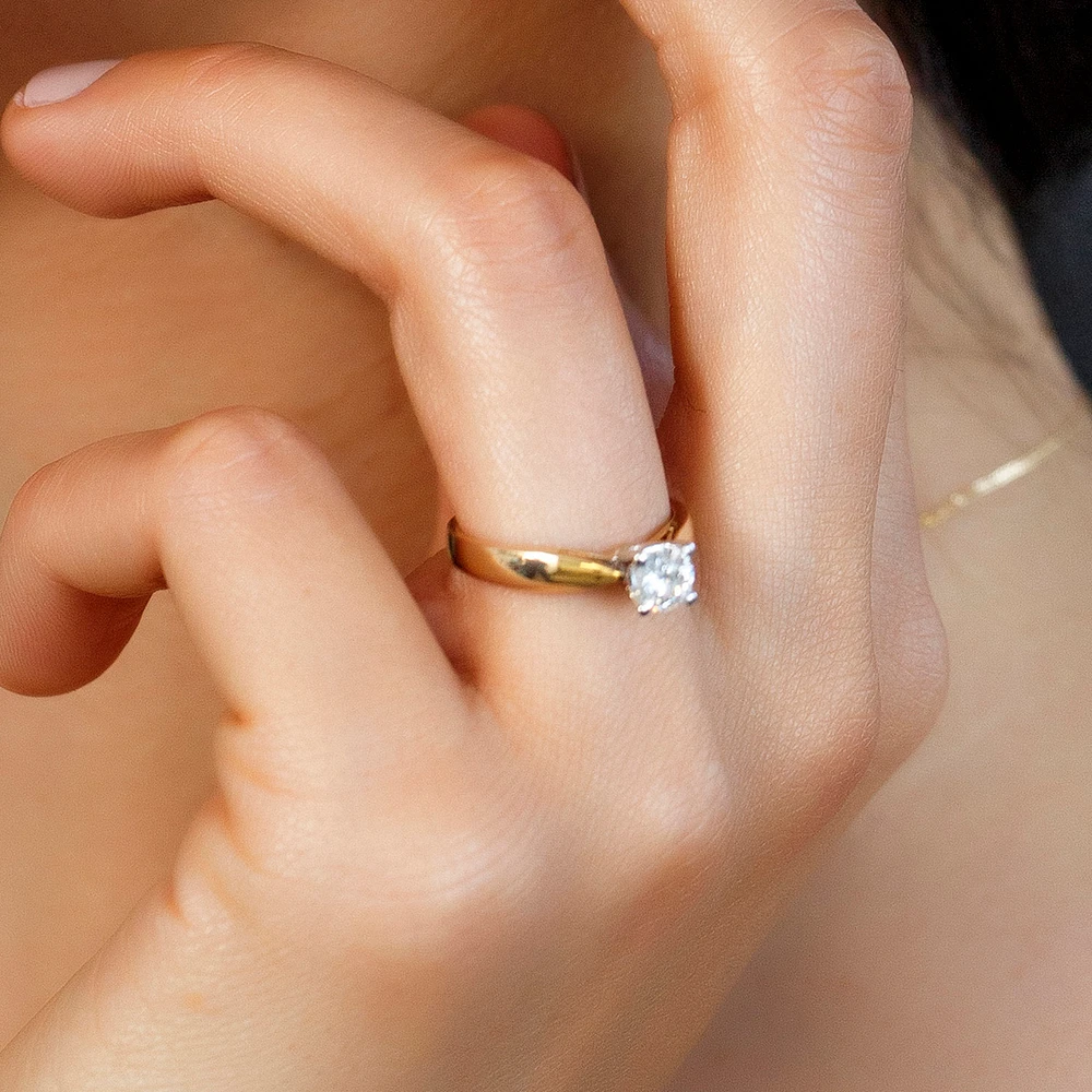 Fire Of The North Solitaire Engagement Ring with .50 Carat Diamond in 14kt Gold