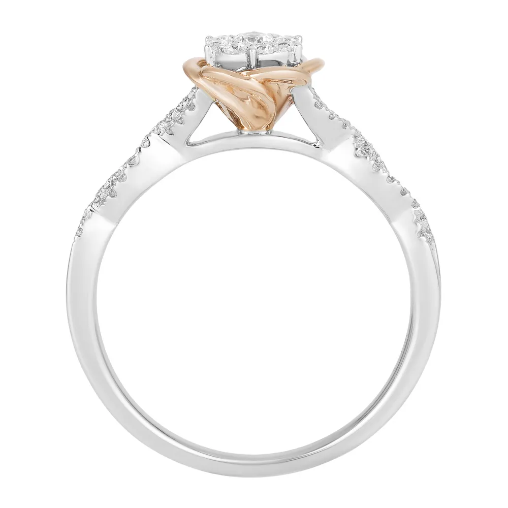 Enchanted Disney Belle Ring with .25 Carat TW of Diamonds in 10kt White and Rose Gold